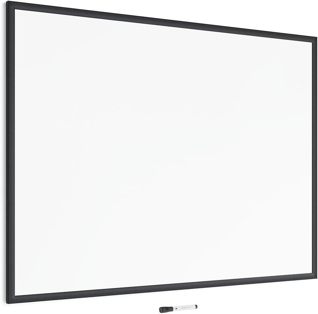 U Brands Magnetic Dry Erase Board White Board, 36" x 48" Inches, Black Wood Frame (2893U00-01)
