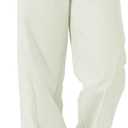 3 x Women's Wide Leg Pants Y2K Trendy Elastic Waist Track Pants Baggy Tie Knot Trousers with Zipper Pockets Streetwear Casual (Beige, S)