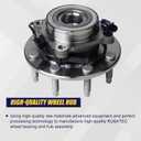 KUSATEC 515058 2PCS Front Wheel Bearing and Hub Assembly 4x4 4WD Compatible with Chevy Silverado 1500/2500/3500 4x4 4WD, GMC Sierra 1500/2500 Yukon XL, Hummer H2 2003-2007, 8 Lug Bolts w/ABS