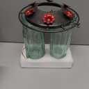 Kingsyard Glass Hummingbird Feeder for Outdoors Wild Bird Feeder with 6 Feeding Ports Hanging for Garden Yard, Green (Ant Moat Included) 2 pack