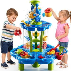 JUKUDAHU Water Table for Kids Ages 4-8 - Sand and Water Table with Beach Toys, Toddler Outdoor Toys, Activity Sensory Play Table, Birthday Gifts for Boys Girls 1-3 3-5