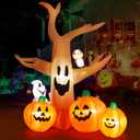8 FT Halloween Inflatable Decorations Tree Outdoor with Blow Up Pumpkin and Ghost, Inflatables with Build-in LEDs for Halloween Party Indoor, Outdoor, Yard, Garden, Lawn Decorations