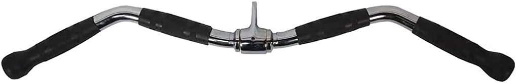 Lat Bar Cable Machine Attachment, Curl Pulldown Bar with Full Rotation and Rubber Handle for Gym, Strength Workout, Body Training, Muscle Building, 30 Inch