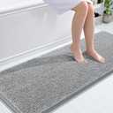 OLANLY Bathroom Rugs 59x24, Extra Soft Absorbent Chenille Bath Rugs, Rubber Backing Quick Dry, Machine Washable Bath Mats for Bathroom Floor, Tub and Shower, Home Decor Accessories, Light Grey