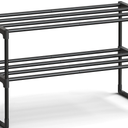 SONGMICS Shoe Rack, 2-Tier Shoe Organizer, Metal Storage Shelf, Upright or Upside Down, for 6-9 Pairs, Stackable, for Entryway, 11.8 x 26.8 x 14.6 Inches, Black ULSA202B01