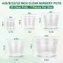 OUPSAUI 35 Pack 4/6/8/10/12 Inch Clear Nursery Pots with Drainage Hole, Clear Large Plastic Pots for Plants, Transparent Variety Seedling Planter for Vegetable Flowers Fruits, 4+6+8+10+12Inch*5PCS