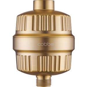 Cobbe HD HEAVY DUTY High Output Shower Filter  99% REMOVAL Shower Head Filter for Hard Water, Heavy Metals, Chlorine and Harmful Substance, Improve your skin and hair - Brushed Gold