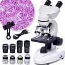 SELFIE CAT Binocular Compound Microscope, 200X-5000X Magnification, Microscope LED Binoculars Composite, Professional Composite Microscopes with Wide Field, Microscopes Eyepieces