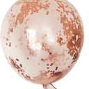 36 Inch Rose Gold Confetti Balloons, 6 Pcs Jumbo Latex Rose Confetti Balloons for Bachelor Party/ Wedding/ Baby Shower/ Birthday/ New Years Eve Party Decoration Supplies
