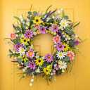 Yawwind 24 Inches Summer Wreaths for Front Door Spring Flower Wreaths Summer Door Wreath Colorful Wildflower Wreath with Daisy Lavender for Window Indoors Outdoor Decor