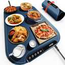Warming Mat for Food, Voriah Electric Warming Tray with 99H Timer & 8 Temperature Settings, Foldable Food Warmer with C/F Switch, Keeps Food Warm at Buffets, Sabbath, Family GatheringsNavy Blue (L-24*16'')