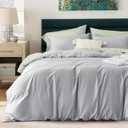 Bedsure Cooling Duvet Cover Queen - Moisture Wicking and Silky Eucalyptus Lyocell Cotton Hybrid Comforter Cover Set for Hot Sleeper - Buttery Soft and Breathable, Cooling Bedding Set, Silver Grey