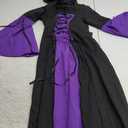 Womens Gothic Witch Dress, Halloween Lace Up Hooded Costume Medieval Vampire Sorceress Cosplay Dresses Medium