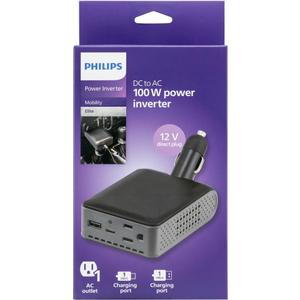 Philips Direct Plug Power Inverter 1 AC Outlet 1 USB-A 1 USB-C 100W