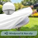 Fitted Round Table Cover with Elastic - 2 Pack White Round Tablecloths 60 Inch, Windproof & Non-Slip Dining Circle Table Protector for Outdoor Picnic, Party, Event