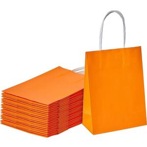 SUNCOLOR 25 Pieces 6" Mini Goodie Bags Small Orange Gift Bags with Handle for Party Favor Bags for Halloween(Orange)
