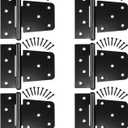 Heavy Duty Gate Hinges 6 Pack, Black Iron 3.5 Inch Door Hinges for Wood Shed Barn Door Fence Gate Swing Door (Screws Included)