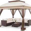 COOS BAY 11x11 Pop Up Gazebo with Mesh Netting, Instant Outdoor Canopy Tent, Water Resistant Shelter with UPF 50+ UV Protection, 121 Sq Ft Coverage, Beige