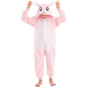 Animal Onesie Costume for Kids Halloween Costumes for Girls Boys Cosplay Outfit (M(for height=4'10"-5'2"), Pink Bunny)