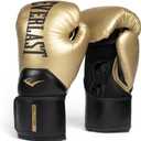 Everlast Elite 2 Boxing Gloves, Pro Training Gloves for Men and Women, Secure Fit Hook and Loop Closure & Ventilation, Heavy Bag & Speedbag Training (16oz, Gold/ Black)