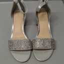 LONDON FOG Women's Nikki Low Two Piece Block Heel Dress Shoe Ladies Ankle Strap Pump Sandal (7.5, Silver Stone)