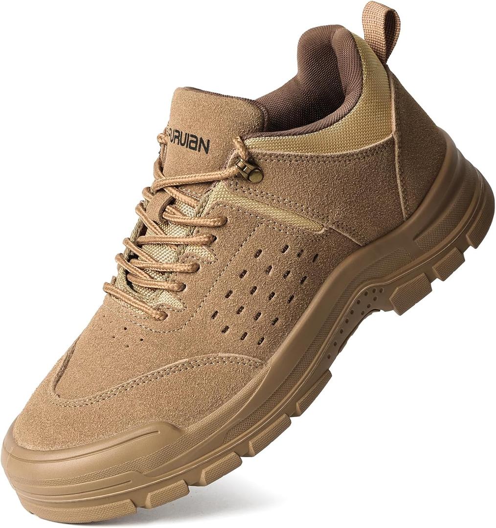 Furuian Steel Toe Shoes for Men Comfortable Lightweight Work Shoes for Men Low Top Steel Toe Safety Puncture Proof Slip Resistant Construction Shoe, 11.5