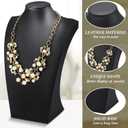 Kigley 6 Pcs Black PU Leather Jewelry Bust Display Necklace Holder Stand Necklace Mannequin Holder for Jewelry Display Trade Show(13.39 x 3.94 x 8.07 Inches)