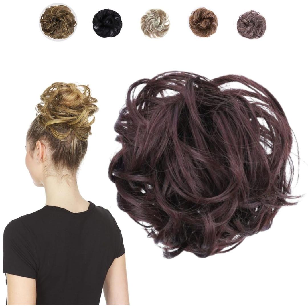 Juvabun Hair Extensions Dark Brown  Soft Curly Hair Extensions Clip-In for Natural Volume & Quick Updo Styling Hair Bun Maker