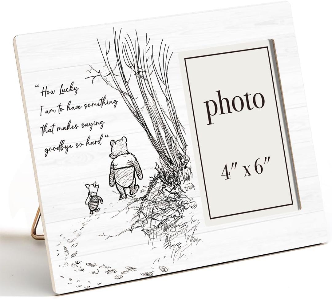 Going Away Gifts Classic Pooh Bear Picture Frame, Farewell Gifts for Friends Sisters Besties, Saying Goodbye So Hard Photo Frame for 4 x 6 Inch Photo