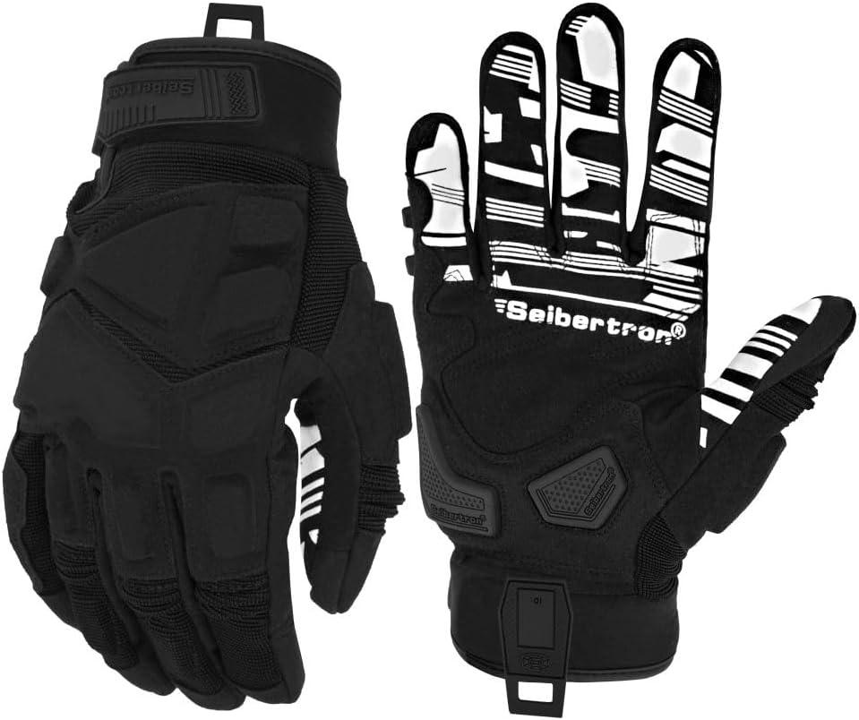 Seibertron SPS Series Touchscreen Motorcycle Motocross BMX ATV MTB Bicycle Cycling Full or Half Finger Gloves Adult and Youth (SPS-1 black)