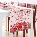 Valentine's Day Pink Table Runner Red Love Heart Table Runners 72 Inches Long Love Trees Rose Valentines Day Dresser Runners for Dinner Kitchen Tables Home Decor