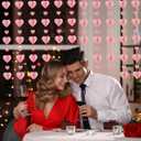 Rose Gold Garland Heart Decorations NO DIY - 6 PCS 3D Rose Gold Valentines Heart Paper Garland Hanging String Hearts,Garland Party Decor,Wedding Anniversary Birthday Party Supplies