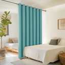 ChrisDowa Room Divider Curtain 108 Inches Long, Wide Blackout Sliding Door Curtain for Bedroom, Room Darkening Privacy Window Drape for Patio Door (1 Panel Set, Aqua, 100 x 108 Inch)