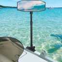 Pontoon Boat Mirror Rear View Pontoon Mirror 4.7"x 12.2" Extra Large 360 | Universal Marine Boat Rear View Mirror Clamp on Rail/Pole with 0.65"1.25"Dia,Wide Angle Adjustable for Pontoon Water Skiing