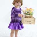 Baby Girl Fall Clothes: Soft Long Sleeve Bow Tie Print Outfits Casual Birthday Party Clothing for 6Months-3T (Purple)