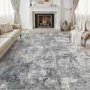 8X10 Area Rugs Living Room: Abstract Washable Rug Blue Grey | Modern Neutral Carpet For Bedroom Dining Room Nursery Home Office Decor, Stain Resistant Large Soft Low Pile Indoor Floor