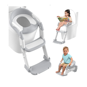 Potty Training Toilet Seat, Upgrade 3 in 1 Toddler Toilet Seat and Steps Stool for Boys Girls, Non-Slip Splash Guard KidsToilet Seat with Ladder, Adjustable Child Toilet Training in Bathroom