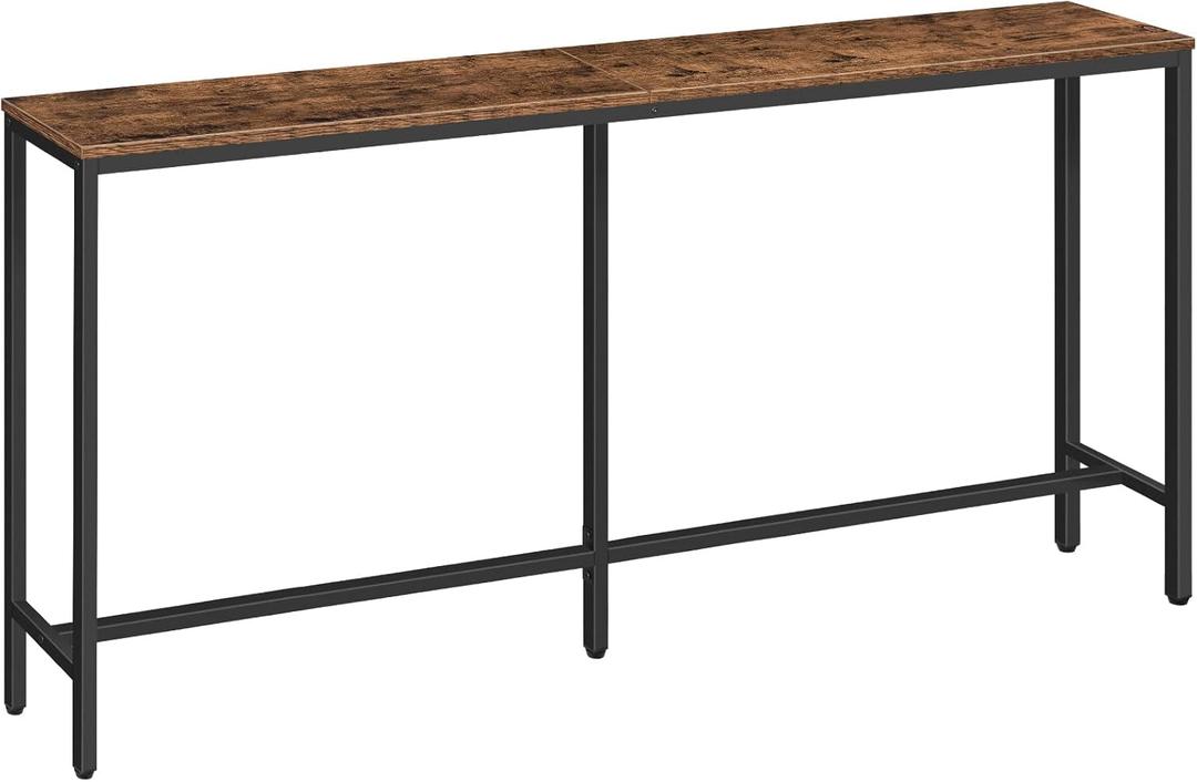 63" Console Table, Narrow Sofa Table for Entryway, Industrial Side Table for Hallway, Living Room, Bedroom, Sturdy and Stable, Easy to Assemble, Rustic Brown CTHR16001Z (63L x 7.9W x 31.7"H)