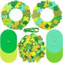 WorldBazaar St. Patricks Day Foam Wreath Craft Kits 16 Pack DIY Shamrock Foam Stickers Ornament Green Classroom Activities for Kids St Patrick Day Hanging Door Decor Arts Crafts Decoration