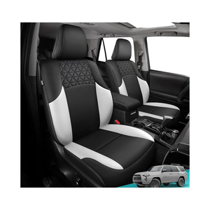 Seat Covers for Toyota 4Runner 2011-2024, Faux Leather Car Seat Cover Full Set, 3-Row-Only for 7 Seats Version-Blackwhite