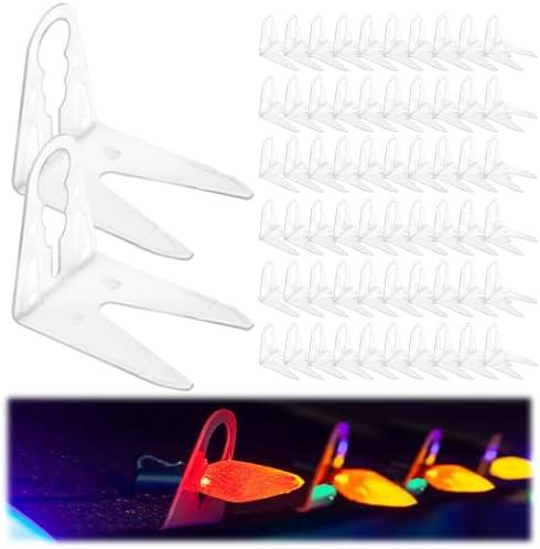 Pack of 2 TAINAT 60PCS Christmas Shingle Tab Light Clips for C7 C9 Light Bulbs, Outdoor Gutter Lights Clips with Wire Slot, Plastic Hangers for Xmas String Lights from Roof