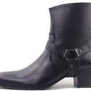 OSSTONE Dress Boot For Men Leather Chukka Designer Boots Casual Heel Shoes Zipper-up OZ-JY002-black-belt- US 11.5