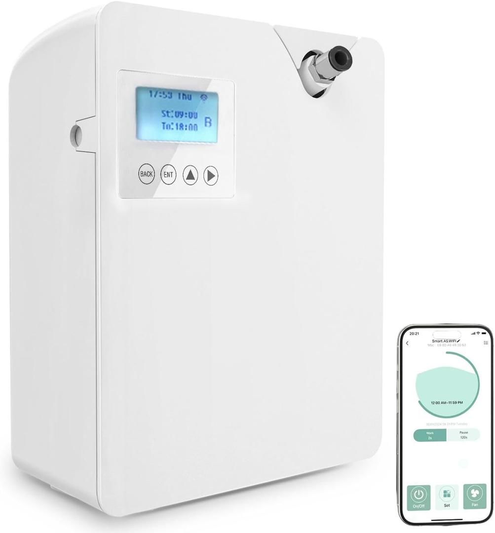 Smart Scent Air Machine for Home - Waterless Essential Oil Diffuser with Cold Air Diffusion Technology, HVAC Scent Diffuser 300ml for Large Room, Professional Atomizing Cover Up to 2,000 SF.