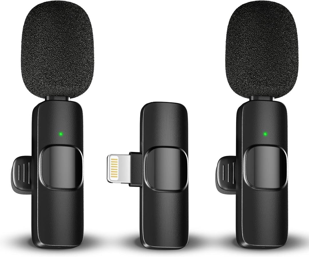 Professional Wireless Lavalier Lapel Microphone for iPhone iPad, Mini Lapel Mics Plug-Play 2.4G Ultra-Low Delay Noise Reduction Chip for Video Recording Interview Podcast Vlog YouTube Tiktok