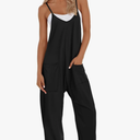 Buauty Jumpsuits for Women Casual V Neck Sleeveless Baggy Overalls Spaghetti Strap Jumpers with Pockets Summer Romper Clothes Size L