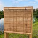 XIUXIU Bamboo Roller Shades Roman Shades for Window Roll Up Blinds for Home Light Filtering Indoor Outdoor Patio A32 W x 48" H