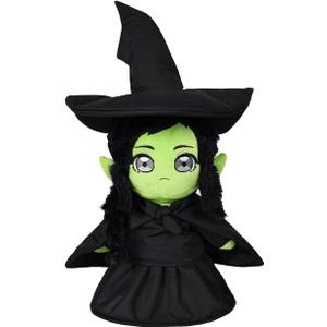 Witch Plush Doll Stuffed Animal Witch Wizard Plushies Toy Cute Soft Christmas Pillow Birthday Party Gifts 16.5in (Black)