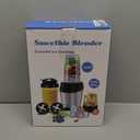 12-Piece Smoothie Blender Maker 25,000 RPM Personal Blender for Ice Crushing Smoothies & Frozen Drinks Nuts with 23oz, 32oz, 37oz Portable Cups Two 6-Leaf Stainless Steel Blades, Silver