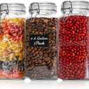 ComSaf Large Square Glass Jars with Airtight Lids 78 oz 3 Pack Wide Mouth