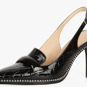 Esvowido Slingback Heels for Women Stilettos Beaded Pointed Toe Shoes Slip On Loafers Pumps High Heel Shoes for Women, 7.5